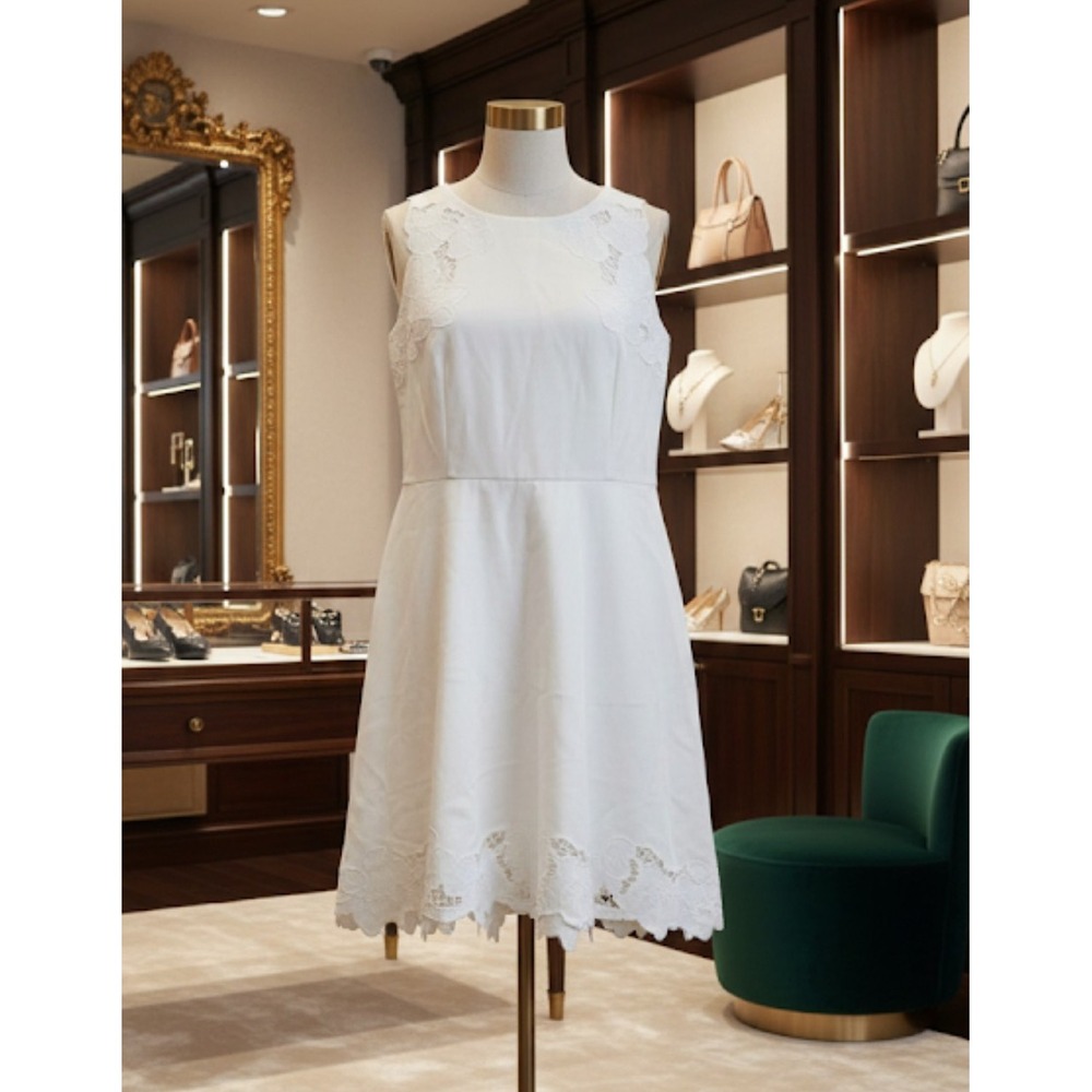 Ted Baker White Lace Trim Sleeveless Sheath Dress‎ 186